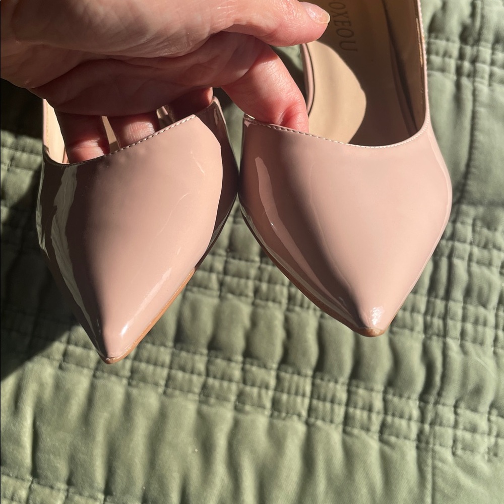Blush pink d’orsay low kitten heels pointy toe 38 - Picture 3 of 5